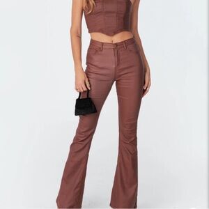 Edikted brown leather pants size small